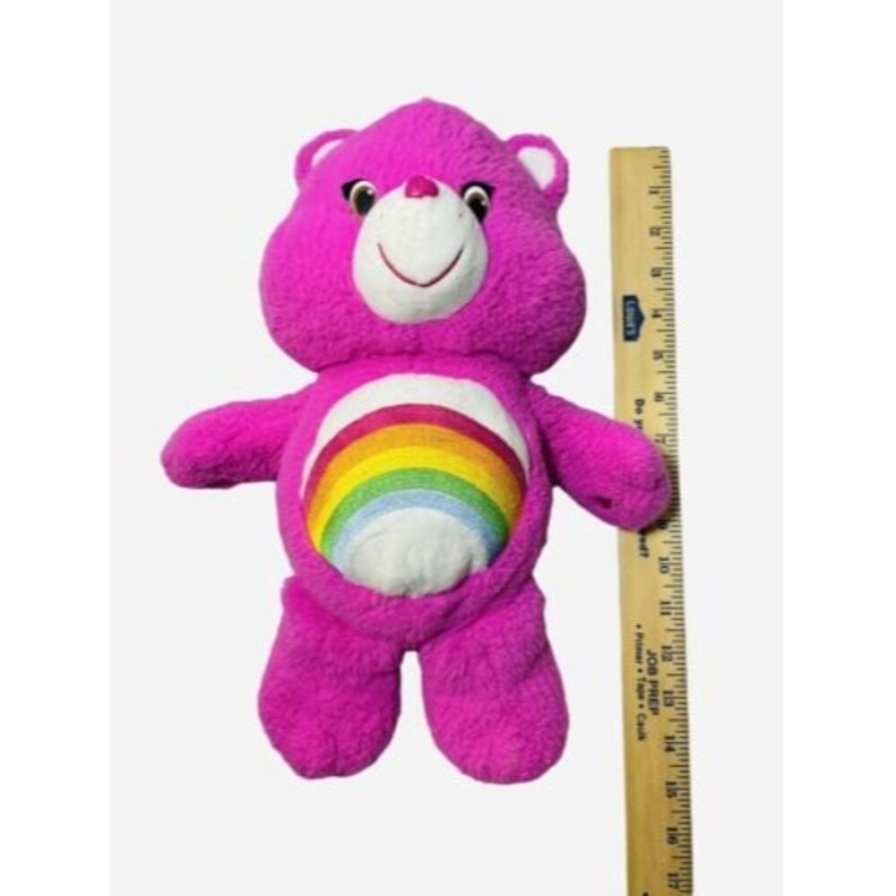 2015 Just Play Care Bears Cheer Bear Plush Stuffed Animal Pink Rainbow 14"